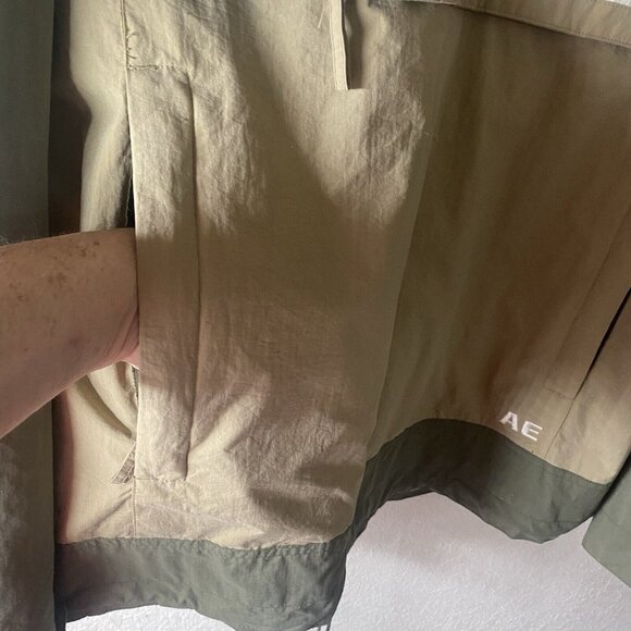 American Eagle Outfitters Windbreaker Hoodie Jacket  Mens L Green Pullover AE Ou - Picture 7 of 15